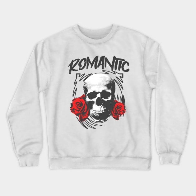 Romantic Skull Retro Style Design Crewneck Sweatshirt by Mandegraph
